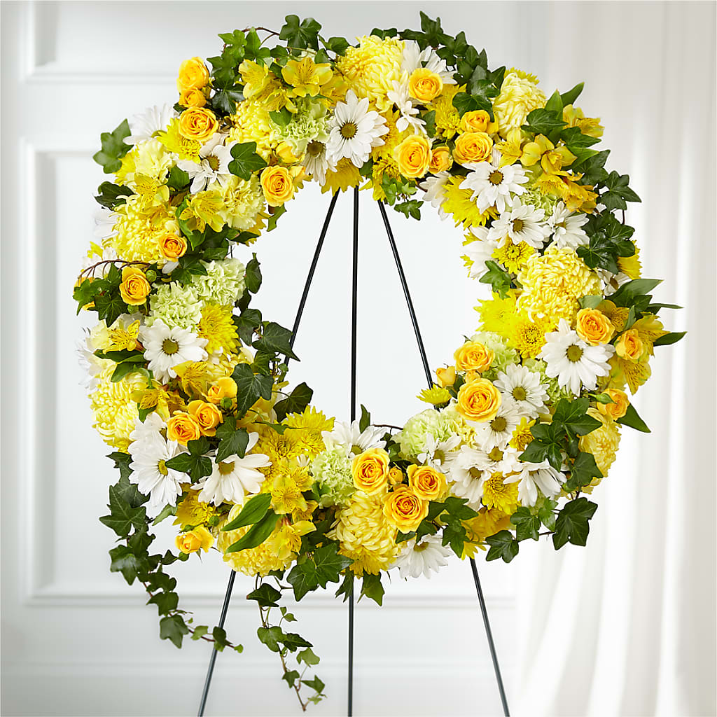 Golden Remembrance Wreath – MARYCEL'S FLOWERS, Clifton NJ