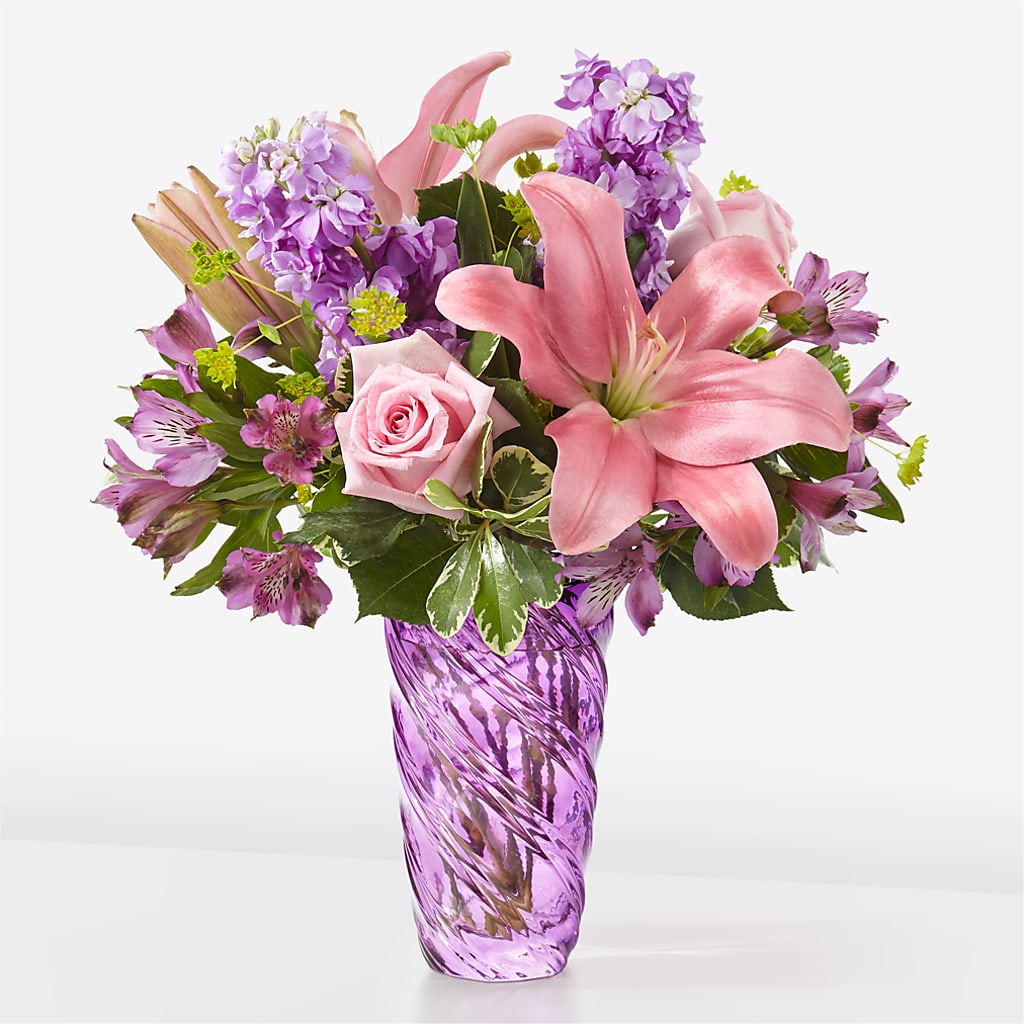 Precious Petals Bouquet with Luxe Swirl Vase – MARYCEL'S FLOWERS, Clifton NJ