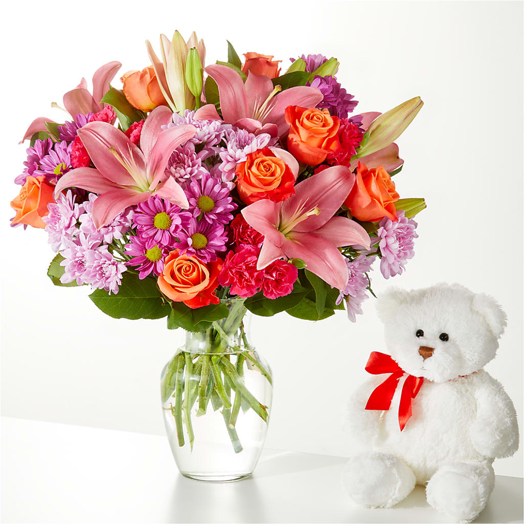 One and Only Bouquet and Bear Bundle – MARYCEL'S FLOWERS, Clifton NJ
