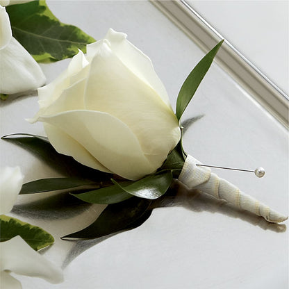 White Rose Boutonniere – MARYCEL'S FLOWERS, Clifton NJ